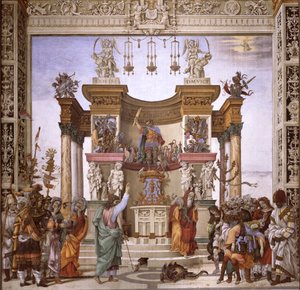 Św. Filip egzorcyzmujący demona ze świątyni Marsa, południowa ściana kaplicy Strozzi, ok. 1497-1502 (zob. 208286) autorstwa Filippino Lippi