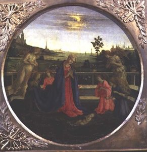 Adoracja Dzieciątka Jezus autorstwa Filippino Lippi
