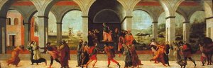 Trzy sceny z historii Wirginii (olej na desce) autorstwa Filippino Lippi