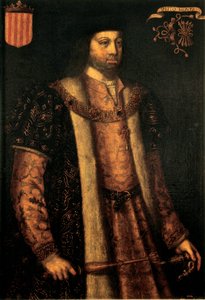 Portret króla katolickiego Ferdynanda II Aragońskiego (1479-1516) autorstwa Filippo Ariosto