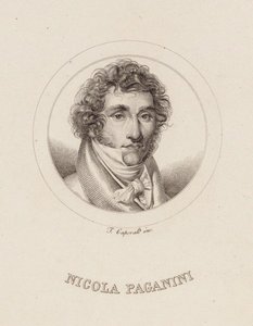 Portret Niccolò Paganiniego 1782-1840, 1840. autorstwa Filippo Caporali