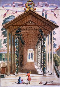 Trellized Covered Walkway, z „Hesperyd” Giovanniego Battisty Ferrari, grawerowane przez Camillo Congio (fl.1630), opublikowane 1646
