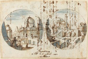 Fantazje architektoniczne ze świątyniami i piramidami autorstwa Filippo Juvarra
