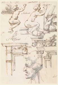 Detale architektoniczne i studia figur autorstwa Filippo Marchionni