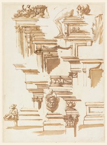 Detale architektoniczne; postacie ludzkie