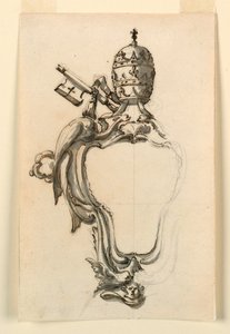 Rysunek, papieska tarcza herbowa, 1740-70 autorstwa Filippo Marchionni
