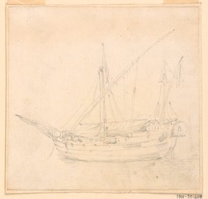 Rysunek przedstawiający żaglowiec, ok. 1780 r. autorstwa Filippo Marchionni