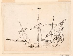 Rysunek przedstawiający statek żaglowy, 1770-1800 autorstwa Filippo Marchionni