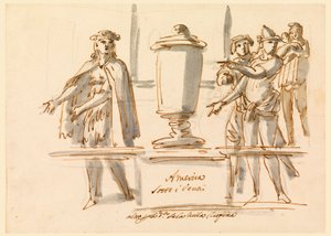 Rysunek, Alegoria Ameryki, dekoracja do salonu kardynała Falconieriego we Frascati, XVIII-XIX wiek autorstwa Filippo Marchionni