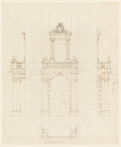 Rysunek, obudowa i rama drzwi, 1750-75 autorstwa Filippo Marchionni
