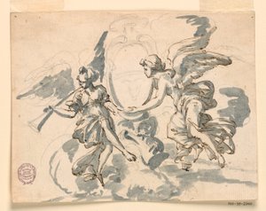Rysunek przedstawiający herb prałata, ok. 1750 r. autorstwa Filippo Marchionni