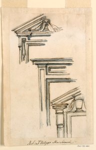 Rysunek, trzy skrzynki okienne lub drzwiowe, ok. 1770 r. autorstwa Filippo Marchionni