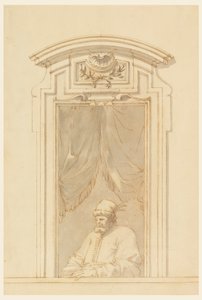 Rysunek, skrzynia okienna i połowa postaci Turka, 1750-70 autorstwa Filippo Marchionni