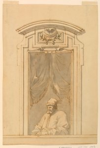Rysunek, skrzynia okienna i połowa postaci Turka, 1750-70 autorstwa Filippo Marchionni