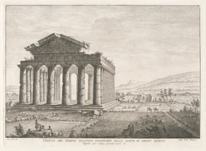 Widok Peripteral Hexastyle Temple od południa, z Antichit? Pesto (Antyki Paestum)