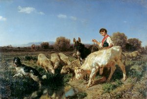 Przy wodopoju autorstwa Filippo Palizzi