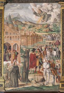 Święty ukazujący się błogosławionemu Luce Belludi przepowiadający wyzwolenie Padwy, Szkoła Świętych autorstwa Filippo da Verona