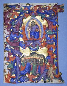 Duża historyczna litera „A” z przedstawieniem Wniebowstąpienia, ok. 1450