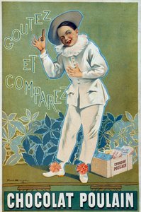 Reklama plakatowa autorstwa Firmina Etienne Bruisseta (1859-1925) dla Chocolat Poulain „”Smakuj i porównaj””