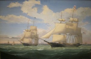 Statki "Winged Arrow" i "Southern Cross" w porcie w Bostonie autorstwa Fitz Henry Lane