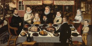 Rodzina protestancka podczas kolacji autorstwa Flemish School