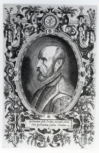 Abraham Ortelius, frontyspis do swojego Teatru Świata, 1579 autorstwa Flemish School