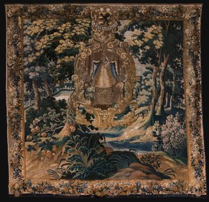 Flamandzki gobelin. Krajobraz z czarną Madonną. Atelier Oudenaarde. 1665. autorstwa Flemish School