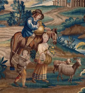 Flamandzki gobelin. Koniec XVII wieku. Własność kościoła Sint-Walburgakerk Oudenaarde (Dekenij van de Sint-Walburga). autorstwa Flemish School