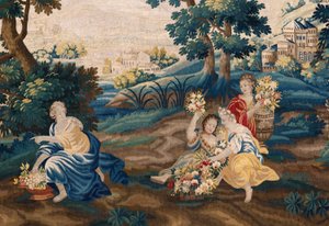 Flamandzki gobelin. Koniec XVII wieku. Własność kościoła Sint-Walburgakerk Oudenaarde (Dekenij van de Sint-Walburga). autorstwa Flemish School
