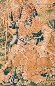 Flamandzki gobelin. Seria Księga Judyty. Ścięcie Holofernesa (La decapitación de Holofernes). Siódmy gobelin w serii. Produkcja Holandia, Bruksela(?). Druga połowa XVI wieku. Tkanina Wełna. Lokalizacja Kościół św. Mikołaja autorstwa Flemish School