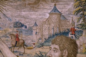 Flamandzki gobelin. Seria Historia św. Jana Chrzciciela: Chrzest Chrystusa (Het doopsel van Christus). Atelier w Brukseli. 1515-1520. autorstwa Flemish School