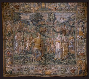 Flamandzki gobelin. Seria: Historia Abrahama. Powołanie Abrahama (Powołanie Abrahama). Około 1575-1 autorstwa Flemish School