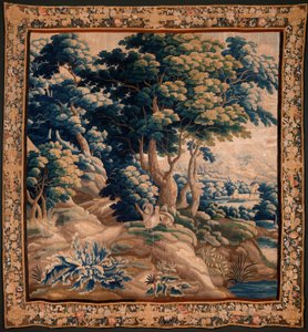 Flamandzki gobelin. Tak zwana Verdure. Atelier Oudenaarde. 332x318cm. Inw 00021. XVII wiek. autorstwa Flemish School