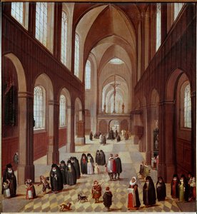Wnętrze kościoła Obraz szkoły flamandzkiej z XVII wieku Madryt, Musee Lazaro Galdiano autorstwa Flemish School