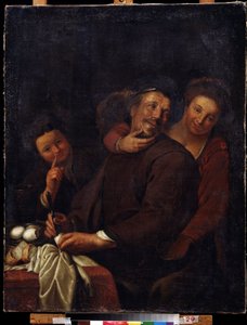 "Wesoła firma"" (Wesoła firma) Obraz szkoły holenderskiej z XVII wieku. Regionalna Galeria Sztuki Deineka, Kursk Rosja autorstwa Flemish School