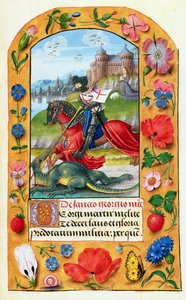 MS 1058-1975 f.173r Św. Jerzy i smok, z Księgi Godzin, prawdopodobnie Brugia, c.1500-05 autorstwa Flemish School