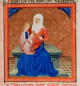 MS GEN 1111, f.169 Narodzenia Najświętszej Maryi Panny, ilustracja z Legenda Aurea autorstwa Jacobusa de Voragine, c.1405-10 autorstwa Flemish School
