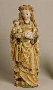 Madonna z Dzieciątkiem, Szkoła w Mechelen, ok. 1500 (dąb polichromowany i złocony) autorstwa Flemish School