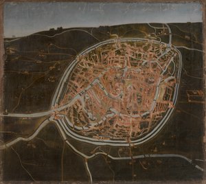 Mapa Brugii (olej na płótnie) autorstwa Flemish School