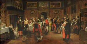 Zamaskowani goście z muzykami (patrz 254067) autorstwa Flemish School