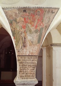 Msza św. Grzegorza, malowidło ścienne z krypty autorstwa Flemish School