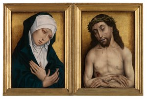 Mater Dolorosa i Man of Sorrows (olej na desce) autorstwa Flemish School