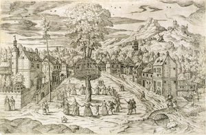 Uroczystość pierwszomajowa (akwaforta) autorstwa Flemish School
