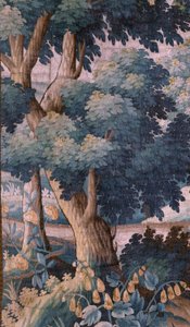 Kościół parafialny (kościół św. Walburgi). Gobelin flamandzki „Verdure”. Oudenaarde. Koniec XVII-początek XVIII wieku. Własność kościoła Sint-Walburgakerk Oudenaarde. autorstwa Flemish School