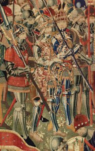 Muzeum Parafialne Gobelinów (Pastrana Parafialne Muzeum Gobelinów). Flamandzki gobelin. Lądowanie w Arzila (Lądowanie w Arzila, Desembarco i Arzila). Seria Podboje króla Portugalii Alfonsa I (Podboje króla Portugalii Alfonsa V). Turniej. Wełna autorstwa Flemish School
