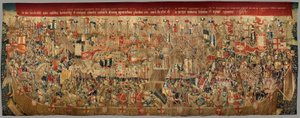 Muzeum Parafialne Gobelinów (Muzeum Parafialne Gobelinów z Pastrany). Flamandzki gobelin. Okrążenie Asili (Oblężenie Asili, De omsingeling van Arzila). Seria Podboje króla Portugalii Alfonsa I. Turniej. autorstwa Flemish School