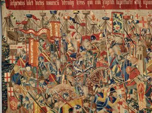 Muzeum Parafialne Gobelinów (Muzeum Parafialne Gobelinów z Pastrany). Flamandzki gobelin. Take of Asila (Take of Asila, Assault on Asila, De inname van Arzila). Seria Podboje króla Portugalii Alfonsa I. Turniej. autorstwa Flemish School
