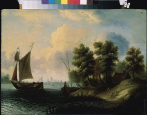 ""Pejzaż morski"" (Pejzaż morski) Holenderskie malarstwo szkolne XVII-wieczne Muzeum Sztuki Michaiła Kroszyckiego, Sewastopol (Sewastopol) Ukraina autorstwa Flemish School