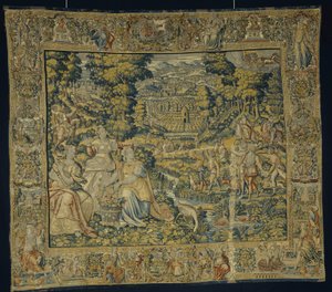 Pluton i Prozerpina z sokolnictwem, ok. 1600 autorstwa Flemish School