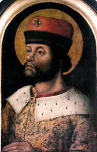 Portret Karola Wielkiego (Charles I nazwałem Karola Wielkiego 742-814) Anonimowy obraz szkoły flamandzkiej. XVI-wieczny Londyn, Towarzystwo Antykwariatów autorstwa Flemish School